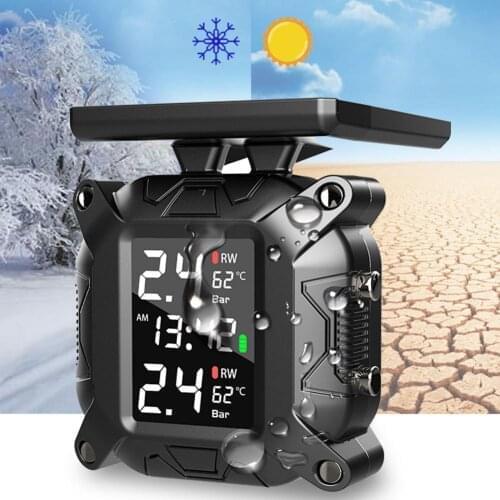Solar IP67 Waterproof Motorcycle TPMS Moto Tire Pressure Monitoring System for Motorbike Motor Bike Scooter TMPS Tyre Sensor