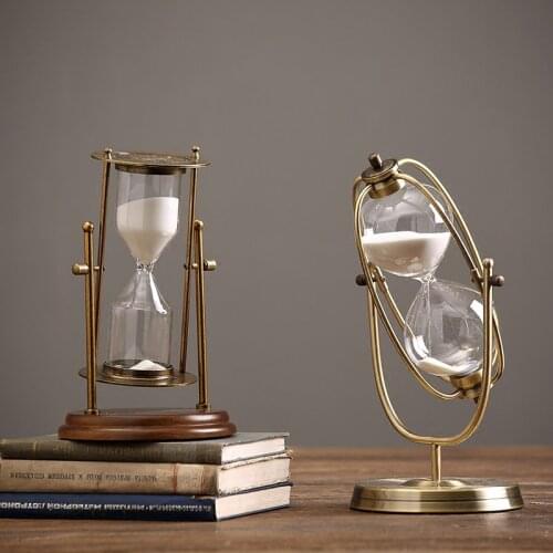 Nordic simple retro metal rotating hourglass luxury vintage sandglass creative sand clock home decor furnishing ornament