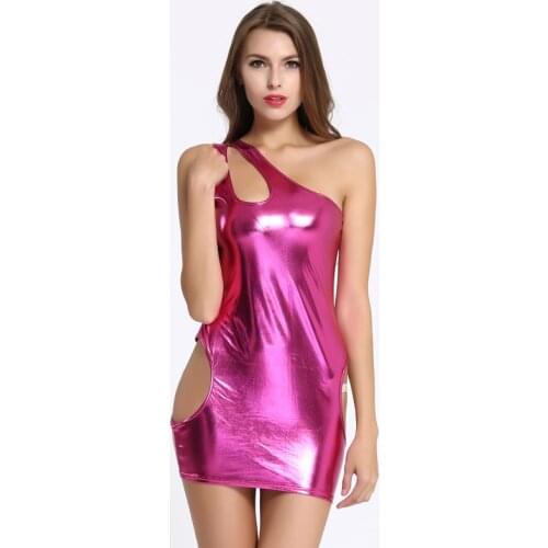 Sexy dresses Women Lady Hollow Low-cut Sleeveless Packet Hip Club Slim Mini Dress Bright Nightclubs Womens Clothing costumes