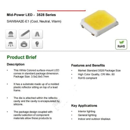 Super Bright 32V 120-130LM SAW8AA2E M40E32Z320 Seoul SMD 2835 LED Diode White 4000k