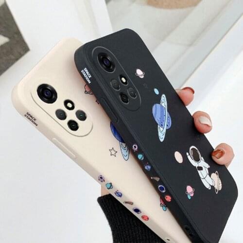 Lens protector Soft silicone Case For Huawei Nova 8 7 Pro 6 7 8 SE 7i Square broadside Cover Astronauts planet Phone Case Shell