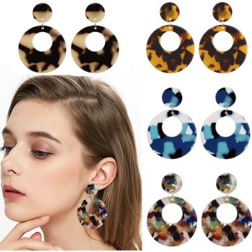 2019 New Big Circle Fashion Acrylic Resin C Dangle Earrings For Women Lover Round Za Tortoiseshell Earring Acetate Brincos