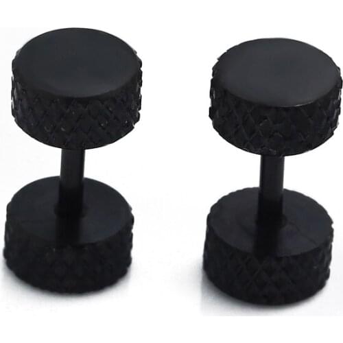 Cardy Koala Round Screw Stud Earrings Stainless Steel Black Plated Earrings For Women,Fashion Earring Jewelry