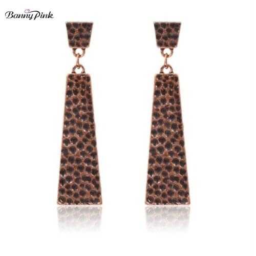 Banny Pink Vintage Rectangle Pendant Studs Earrings For Women Ethnic Geo Metal Post Earrings Fashion Jewelry Pendientes Bijoux