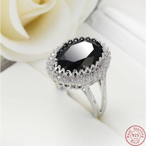 Vintage Female Wedding Ring 925 Sterling Silver Round Black Micro Pave Zircon Wedding Rings for Women Jewelry Anillos Mujer