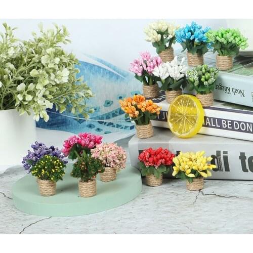 1:12 Dollhouse Mini Tree Potted Green Plant Simulation Potted Plant Doll House Furniture Home Decoration