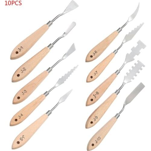 10pcs Stainless Steel Palette Scraper Paint Knives Blade for Artist Oil Acrylic