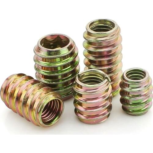 100Pcs M6/M8 Zinc Alloy Iron Inside And Outside Teeth Embedded Hex Nut Wood Furniture Nut Trapezoidal Nut