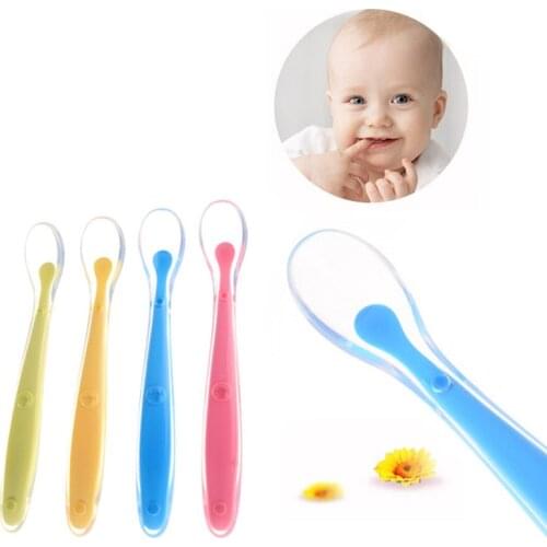 2018 Baby Soft Gel Bebe Special Spoon Baby Feeding Tableware Baby Milk Porridge Rice Cake Feeding Spoon G0182