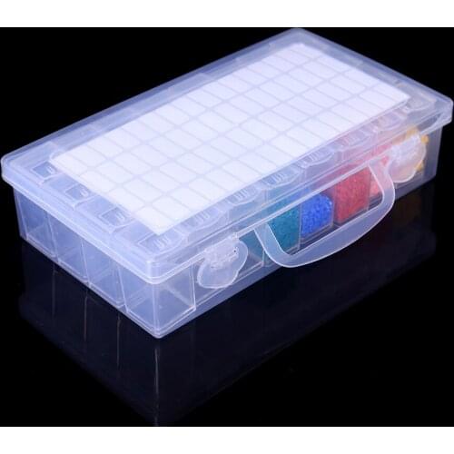 43/64 Grids Diamond Painting Boxes, Acrylic Organizer, Diamond Embroidery Accessories Storage Containers with Funnel Stickers