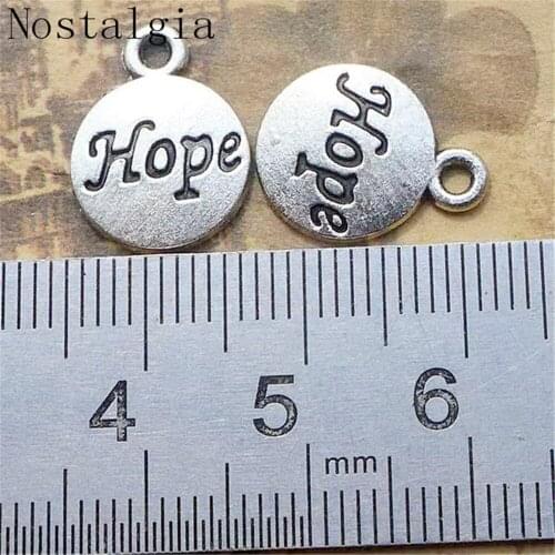 50pcs Antique Letter hope print Charm Fit For Diy Handmade style Bracelets Necklace Pendant DIY Metal Jewelry Making