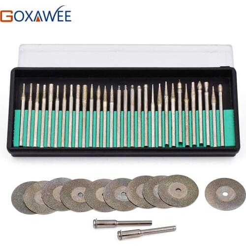 42pcs Dremel Accessories Rotary Tools 30pcs Diamond Burs 12pcs Diamond Saw Blades Mini Cutting Discs Drill Bits For Dremel Tool
