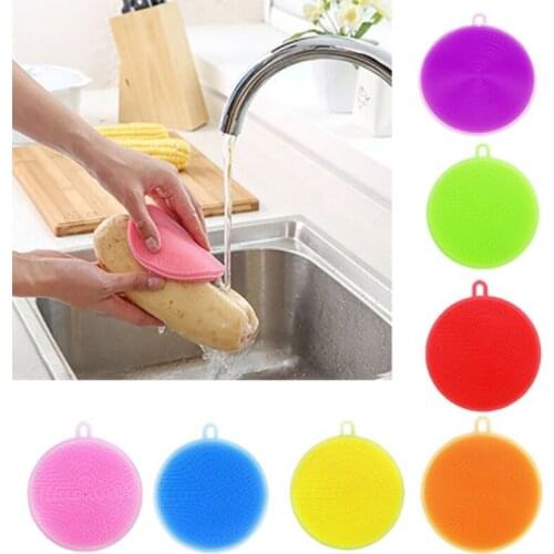 Household Dishwashing scrubber silicone bowl cleaning brush scouring pad pot pan wash kitchen Kitchen Cleaning Tool