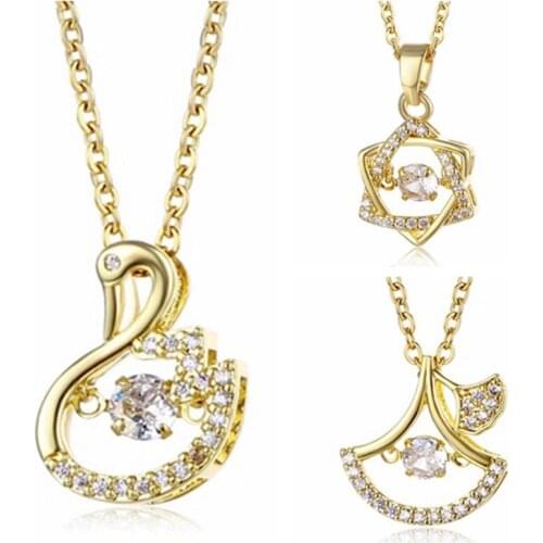 Gold Link Chain Swan Pendant Necklace Brand Jewelry Six Stars Of David Twisted Charms Necklace Seashell Neck Choker For Women