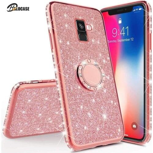 Diamond Case for Samsung Galaxy A7 A8 A6 A9 Plus 2018 A5 2017 Cover For Samsung A42 5G M51 A21S M31S Glitter Ring Kickstand Case