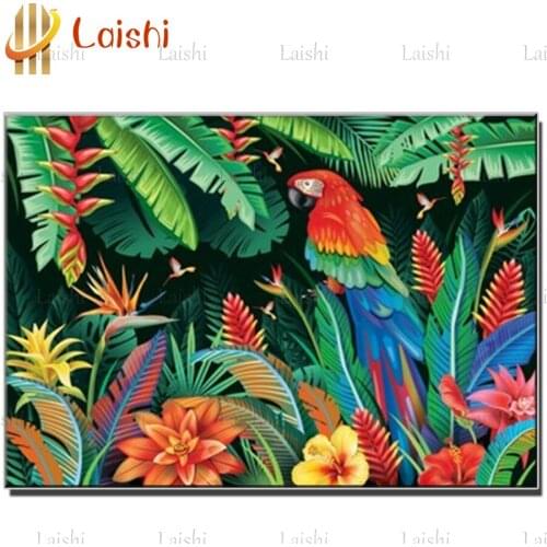 Diy full square round drill Parrot in the bush diamond painting 5d diamond mazayka embroidery mosaic crystal icons wall decor