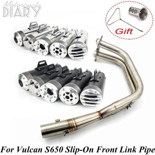 For Kawasaki Vulcan S650 650s VN650 EN650 Escape Moto Cafe Slip-on Motorcycle Exhaust Retro Bike Elbow Modified Front Link Pipe