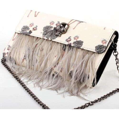 FB90023 Show Story Womens Girls Punk Skull Feather Gems Design Fashion Outdoor Evening Clutch Handbag Bag