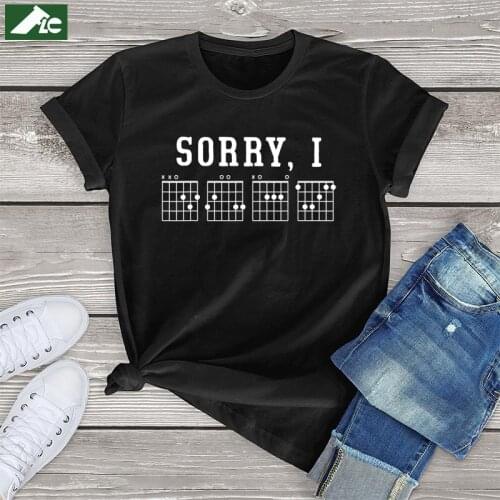 100 Cotton Sorry I-DGAF Short Sleeve Tee Unisex T-Shirt Women Clothing Funny Guitar Chords Graphic Womens Shirts Vintage Tops