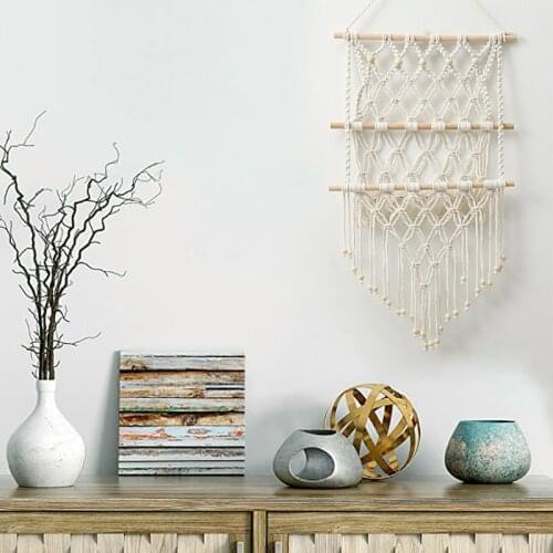 Hand-woven Tapestry Wall Hanging Storage Rack Book Magazine Net Bag Rack Bohemian Home Decoration Wall Decor Bedroom Shelf