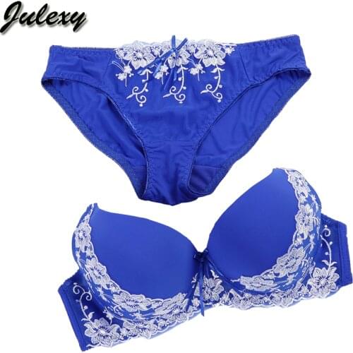 Julexy Brand Embroidery BCD Women Bra Set France Large Size Bra Brief Sets Cotton Sexy Push Up Lace Underwear Big Panty Set