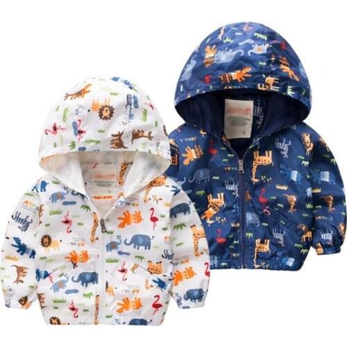 90-120cm Animal Boys Girls Jacket Active Hooded Outerwear Coats Boys Kids Children Clothing Giraffe Printing Jacket Windbrer
