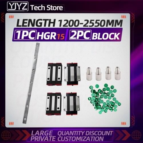 Linear guide 1PC HGR15 + 2PC HGH15CA / HGW15CC Slider length -1200-2550MM