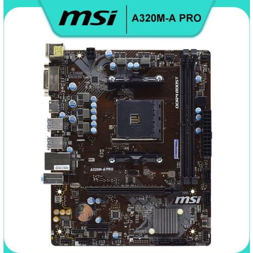 MSI A320M-A Pro Desktop Motherboard AMD A320 AM4 DDR4 SDRAM 32GB PCI-E 3.0 Micro ATX Original Used Motherboard