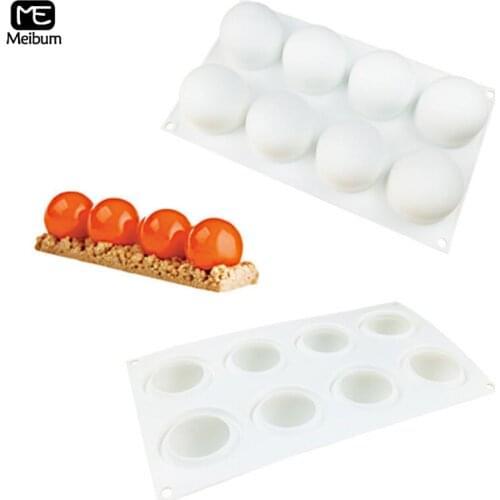 Meibum 8 Cavity Spherical Silicone Mold DIY Fondant Chocolate Dessert Mould Muffin Mousse Cake Modle Kitchen Baking Tools