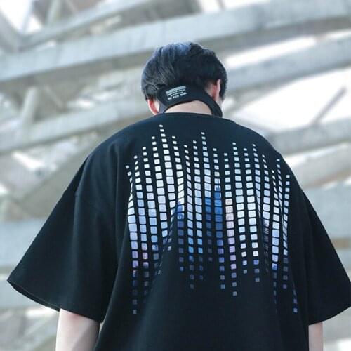 SILENSTORM Techwear Mens Graphic 'Spotted City' Crewneck Cotton T-shirt Hip Hop Style Punk Fashion