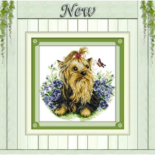 Puppy pet dog animal diy painting counted print on canvas DMC 14CT 11CT DMC Cross Stitch chinese Embroidery kits Needlework Sets
