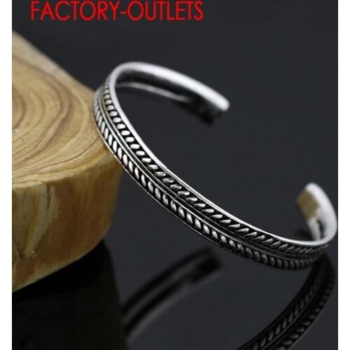 Sterling Silver Genuine 925 Feather Leaves Open Bangles For Women Girls Luxury Fine Bracelet Jewelry Bijoux New Fashion