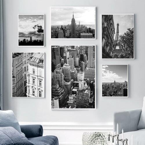 New York City Building Paris Tower Retro Wall Art Canvas Painting Nordic Posters And Prints Wall Pictures For Living Room Decor