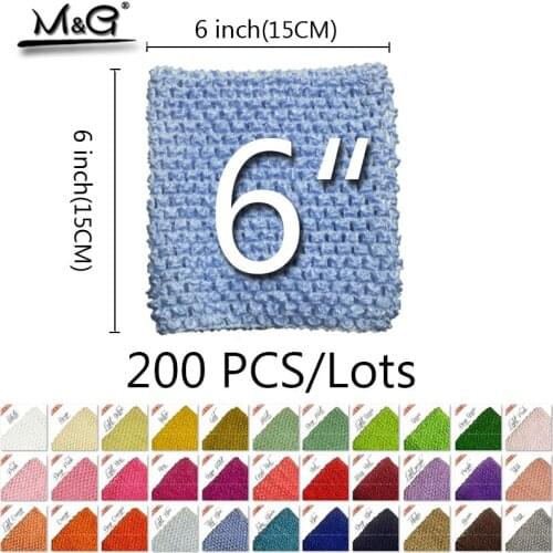Wholesale 34 colors 200pcs/lot 6inch15*15CM Polyester Knit Elastic Crochet Tube Tops For DIY Girls TuTu Raw Material Accessories