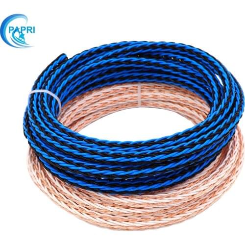 PAPRI 3.28ft/1m High Purity Braid 8TC PTFE 5N Pure Brass OCC Wire Speaker Cable Audio DIY HIFI Amplifier WAG2