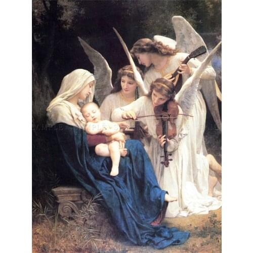 Bouguereau Song Of Angels Old Art print Silk poster Home Wall Decor