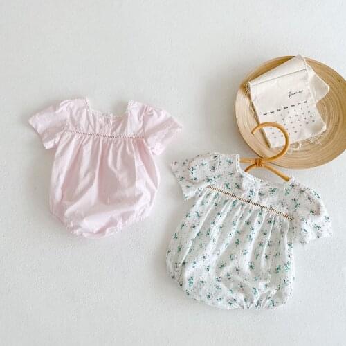 Sweet Princess Lace Romper Clothing Summer Newborn Baby Girl Floral Thin Cotton Short Sleeve Jumpsuits Infant Kids Cheap Sets