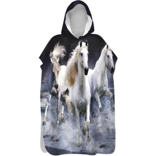 3D Animal Print Large Beach Towel Changing Men Women Robe Swimming Dry Robe Hooded Bath Towels Surf Poncho Quick Dry Bathrobe