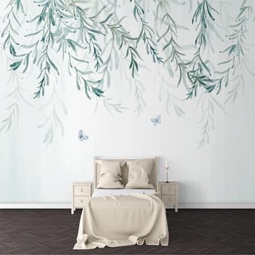 Custom 3D Photo Wallpaper Modern Green Leaves Watercolor Nordic Ins Mural Living Room Restaurant Bedroom Wall Papers Home Decor