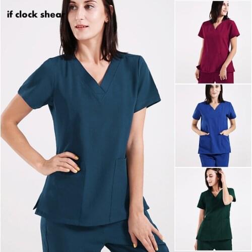 Elasticity Fabric Dental Clinic Work Sets Medical Uniforms High Quality Non-sticky Hair Pet Store Workwear Scrubs Women Uniforms