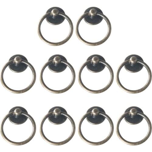 10 Pack Cabinet Knob Cupboard Drawer Pull Handle Cabinet Dresser Single Hold Ring Pulls with Screws Decorative Hardware