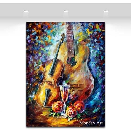 Hand Painted Knife Gold Tree Oil Painting On Canvas Large Violin Paintings For Living Room Modern Abstract Wall Art Pictures