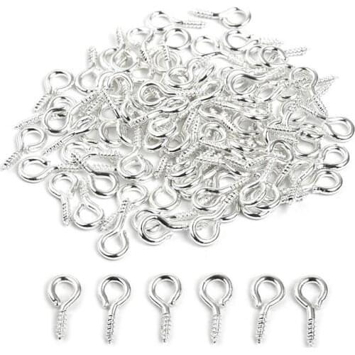 100pcs Mini Screw Eye Pin Eye Pin Eyelets Screw Hooks Threaded Clasp Connector Pendant For Resin Mold Jewelry Making Accessories