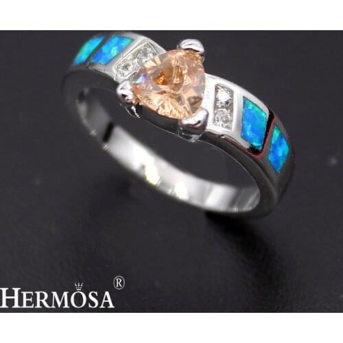 Triangle Morganite Australia Opal Ring Size 7 8 Fashion Women Rings R1028 Modern Lady Jewelry