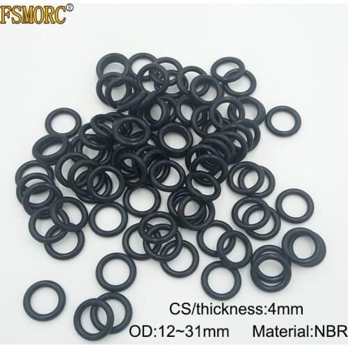 100pcs OD 12 13 14 15 16 17 18 19 20 21 22 23 24 25 26 27 28 29 30 31mm*4mm Thickness NBR o ring seal Rubber Gasket Mechanical