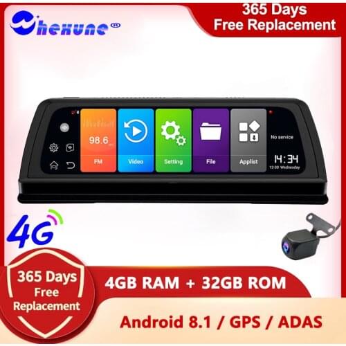 WHEXUNE 10" IPS 4G Android 8.1 Car DVR Camera GPS Navigation ADAS 1080P Car video Recorder WiFi Live Remote monitoring 4GB+32GB