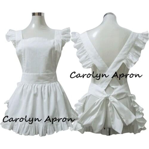 Women Kitchen Apron Plain White Cotton Japanese Elegant Ruffled Harajuku Soft Sister Cosplay Tablier de Cuisine Short Apron