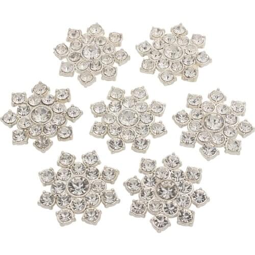 10Pcs Fashion Rhinestone Flatback Brooch DIY Craft Supply Applique Metal Crystal Botones Decoration Diamond Embellishment Dress