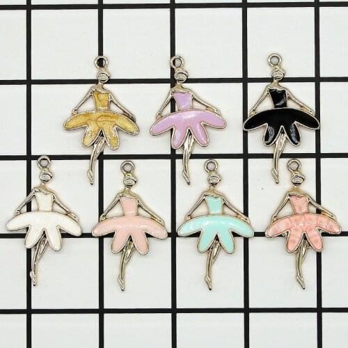 10pcs Candy colors Fashion Jewelry Enamel Charms Dancing Ballet Girl Pendant Fit For Necklace Bracelet DIY Accessories XL906
