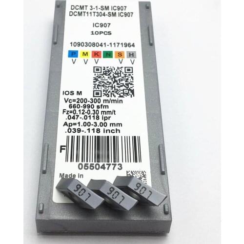 100PCS DCMT11T304 SM IC907 DCMT3-1 SM IC907 internal turning tool dcmt 11t304 hard alloy blade turning tool turning blade